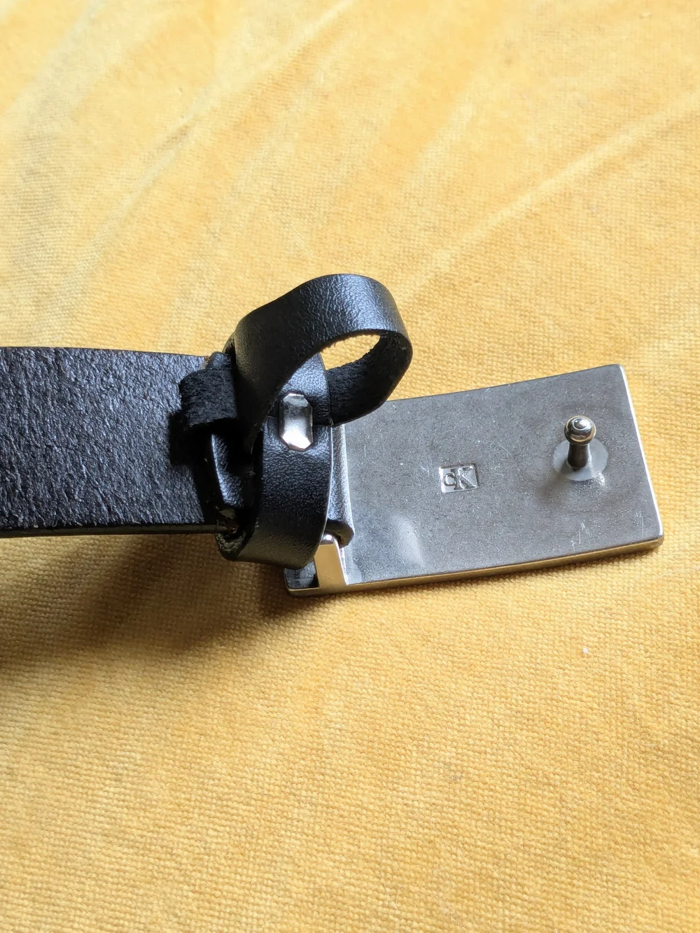 Calvin Klein Black Leather Belt with Silver Buckle